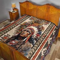 Native American Man Quilt Feather Headdress With Dream Catcher