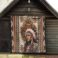 Native American Man Quilt Feather Headdress With Dream Catcher