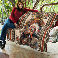 Native American Man Quilt Feather Headdress With Dream Catcher