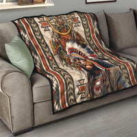 Native American Man Quilt Feather Headdress With Dream Catcher