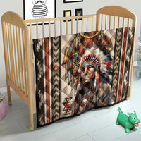 Native American Man Quilt Feather Headdress With Dream Catcher