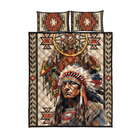 Native American Man Quilt Bed Set Feather Headdress With Dream Catcher