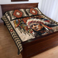 Native American Man Quilt Bed Set Feather Headdress With Dream Catcher