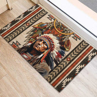 Native American Man Rubber Doormat Feather Headdress With Dream Catcher