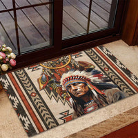 Native American Man Rubber Doormat Feather Headdress With Dream Catcher