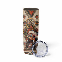 Native American Man Skinny Tumbler Feather Headdress With Dream Catcher