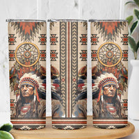 Native American Man Skinny Tumbler Feather Headdress With Dream Catcher