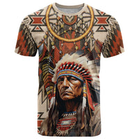 Native American Man T Shirt Feather Headdress With Dream Catcher
