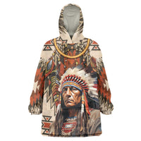 Native American Man Wearable Blanket Hoodie Feather Headdress With Dream Catcher