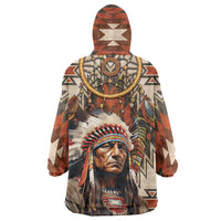 Native American Man Wearable Blanket Hoodie Feather Headdress With Dream Catcher