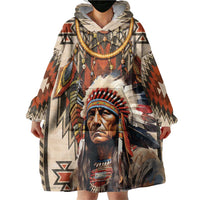 Native American Man Wearable Blanket Hoodie Feather Headdress With Dream Catcher