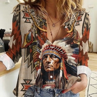 Native American Man Women Casual Shirt Feather Headdress With Dream Catcher