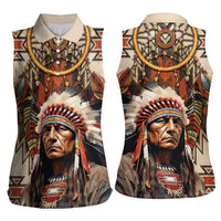 Native American Man Women Sleeveless Polo Shirt Feather Headdress With Dream Catcher