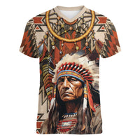 Native American Man Women V-Neck T-Shirt Feather Headdress With Dream Catcher