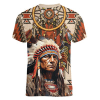 Native American Man Women V-Neck T-Shirt Feather Headdress With Dream Catcher