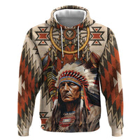 Native American Man Zip Hoodie Feather Headdress With Dream Catcher