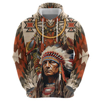 Native American Man Zip Hoodie Feather Headdress With Dream Catcher
