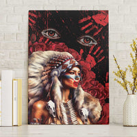 Native American MMIW Canvas Wall Art Red Indian Women With Red Handprint