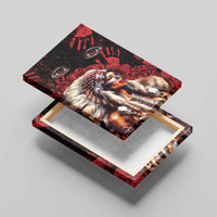 Native American MMIW Canvas Wall Art Red Indian Women With Red Handprint