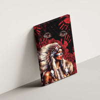 Native American MMIW Canvas Wall Art Red Indian Women With Red Handprint