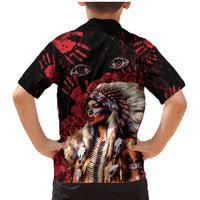 Native American MMIW Family Matching Mermaid Dress and Hawaiian Shirt Red Indian Women With Red Handprint