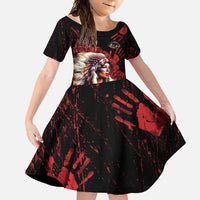 Native American MMIW Family Matching Summer Maxi Dress and Hawaiian Shirt Red Indian Women With Red Handprint