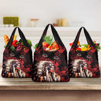 Native American MMIW Grocery Bag Red Indian Women With Red Handprint