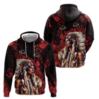 Native American MMIW Hoodie Red Indian Women With Red Handprint