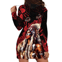 Native American MMIW Hoodie Dress Red Indian Women With Red Handprint