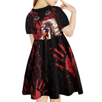 Native American MMIW Kid Short Sleeve Dress Red Indian Women With Red Handprint