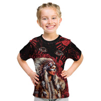 Native American MMIW Kid T Shirt Red Indian Women With Red Handprint