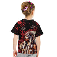 Native American MMIW Kid T Shirt Red Indian Women With Red Handprint