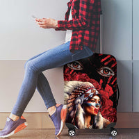 Native American MMIW Luggage Cover Red Indian Women With Red Handprint