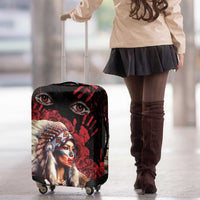 Native American MMIW Luggage Cover Red Indian Women With Red Handprint