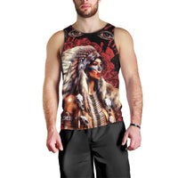 Native American MMIW Men Tank Top Red Indian Women With Red Handprint