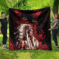 Native American MMIW Quilt Red Indian Women With Red Handprint