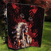 Native American MMIW Quilt Red Indian Women With Red Handprint