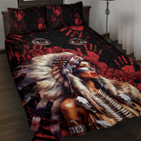 Native American MMIW Quilt Bed Set Red Indian Women With Red Handprint
