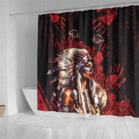 Native American MMIW Shower Curtain Red Indian Women With Red Handprint