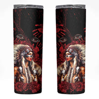 Native American MMIW Skinny Tumbler Red Indian Women With Red Handprint