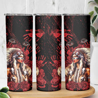 Native American MMIW Skinny Tumbler Red Indian Women With Red Handprint
