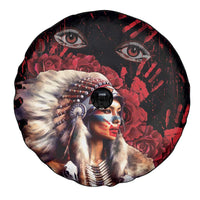 Native American MMIW Spare Tire Cover Red Indian Women With Red Handprint