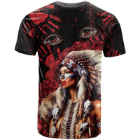 Native American MMIW T Shirt Red Indian Women With Red Handprint