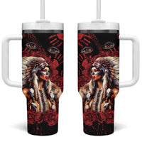 Native American MMIW Tumbler With Handle Red Indian Women With Red Handprint