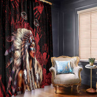 Native American MMIW Window Curtain Red Indian Women With Red Handprint