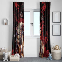 Native American MMIW Window Curtain Red Indian Women With Red Handprint