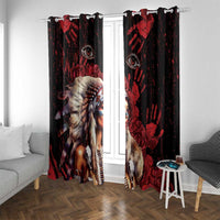 Native American MMIW Window Curtain Red Indian Women With Red Handprint