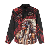 Native American MMIW Women Casual Shirt Red Indian Women With Red Handprint