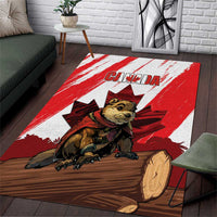 Canada Beaver Adventurer Area Rug With Maple Leaf