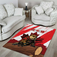 Canada Beaver Adventurer Area Rug With Maple Leaf
